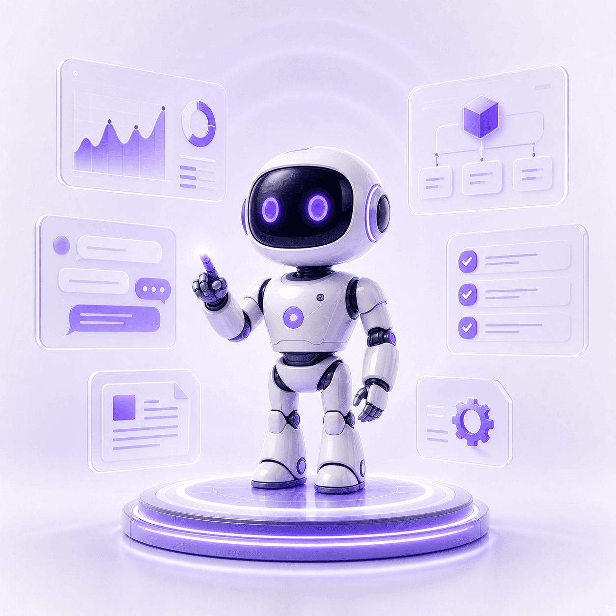 IntelliHub AI assistant with connected workflow panels